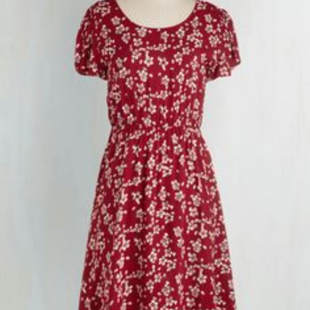 Modcloth Red Floral A-Line Dress Size 1X